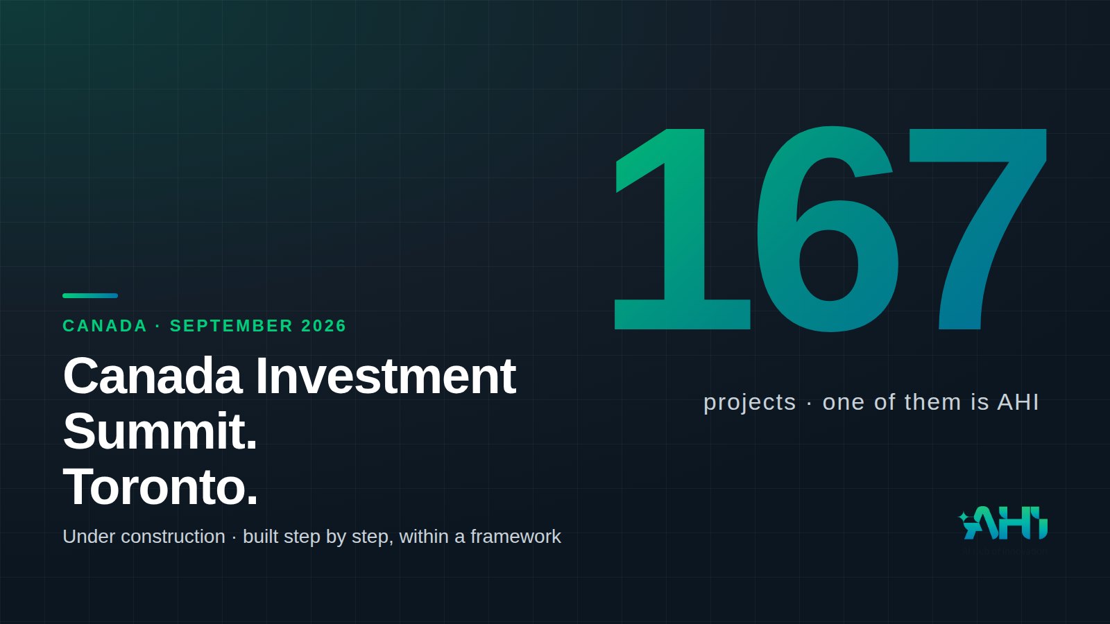 AHI at the Canada Investment Summit — one of 167 projects